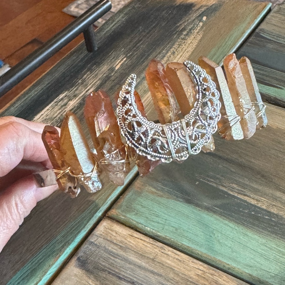 Crystal Aura Quartz Crown with Silver Detailing